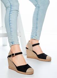 Black Straw Linen Women's Wedge High Heel Shoes Md1013 Straw Linen Women's Wedge High Heel Shoes Md1013