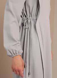 Gray - Crew neck - Unlined - Modest Dress