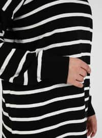 Black - Stripe - Crew neck - Unlined - Knit Tunics
