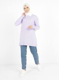 Lilac - V neck Collar - Unlined - Knit Tunics