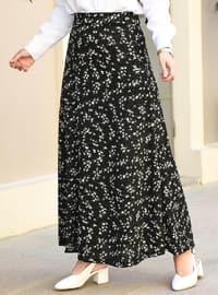Black - Floral - Unlined - Skirt