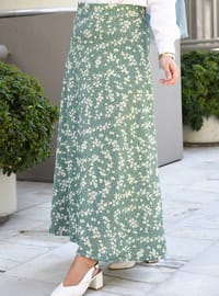 Green Almond - Floral - Unlined - Skirt