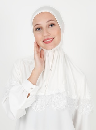 أبيض - من لون واحد - حجابات جاهزة - DIFFERENZA