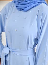 Baby Blue - Crew neck - Unlined - Modest Dress