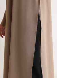 Necklace Detailed Long Slit Tunic Pants Co-Ord Mink