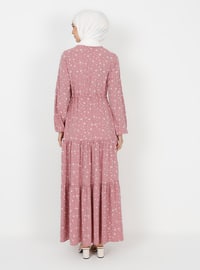 Dusty Rose - Floral - Crew neck - Unlined - Modest Dress