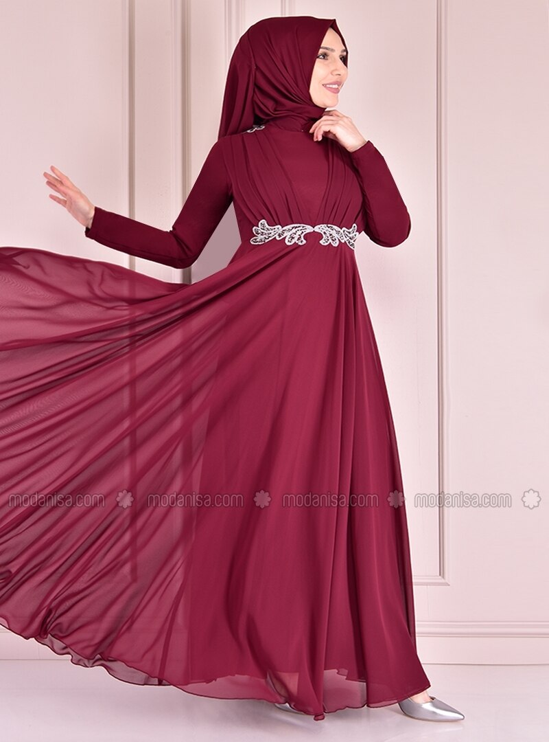 tand Fordi Gentagen Maroon - Modest Evening Dress