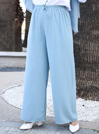Elastic Waist Pants Turquoise