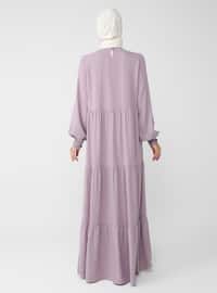 Purple - Crew neck - Unlined - Viscose - Modest Dress