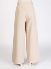 Button Detailed Trousers Stone