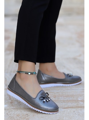 Silver - Flat Shoes - Ayakland