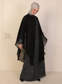 Black - Fully Lined - Crew neck - Modest Plus Size Evening Dress