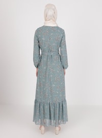 Mint - Floral - Crew neck - Fully Lined - Modest Dress