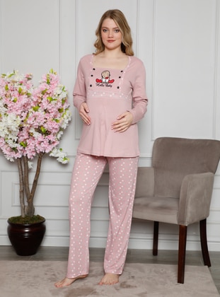 Dusty Rose - Multi - Maternity Pyjamas - AKBENİZ