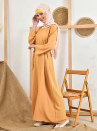 Pearl Modest Dress Mustard