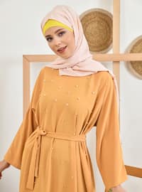 Pearl Modest Dress Mustard