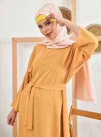 Pearl Modest Dress Mustard