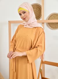 Pearl Modest Dress Mustard