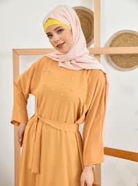 Pearl Modest Dress Mustard