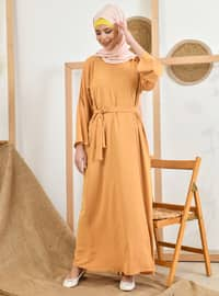 Pearl Modest Dress Mustard