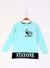 Printed - Crew neck - Unlined - Sea-green - Girls` T-Shirt