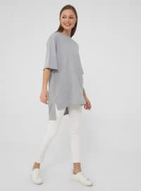 Gray - Cotton - T-Shirt