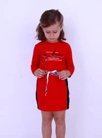 أحمر - فستان  للبنات