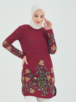 Floral Patterned Tunic Burgundy