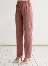 Kolları Fırfırlı Detaylı Kuşaklı Tunik Pantolon İkili Takım-Soğan Kabuğu