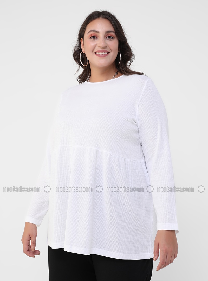 White - neck Cotton - Size Tunic
