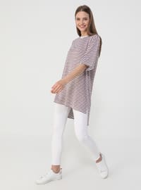 Stripe - White - Camel - T-Shirt