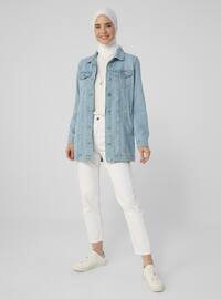 Ice Blue - Unlined - Point Collar - Jacket