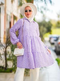 Lilac - Checkered - Point Collar - Tunic