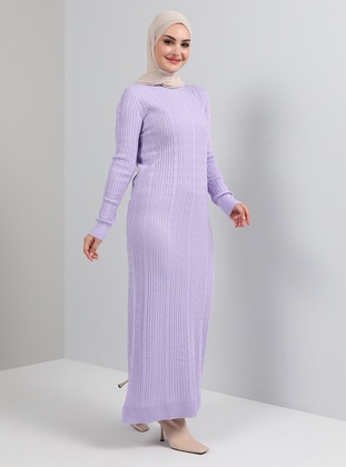 Lilac - Stripe - Unlined - Crew neck - Knit Dresses - Tavin