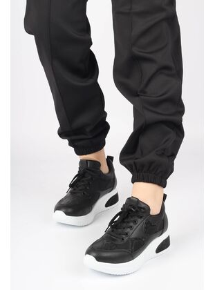 Black Sneaker Printed Sneakers Mildy Black With Filled Heels