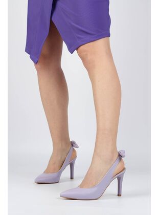 Lilac Color Back Bow Stiletto High Heel Shoes Pony Purple