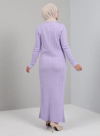 Lilac - Stripe - Unlined - Crew neck - Knit Dresses
