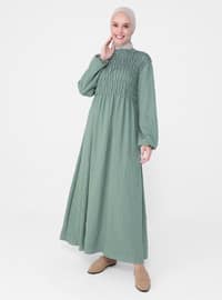 Green Almond - Green - Crew neck - Unlined - Viscose - Modest Dress