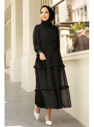 Monica Chiffon Modest Dress Black