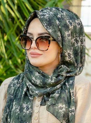 Khaki - Printed - Instant Scarf - AİŞE TESETTÜR