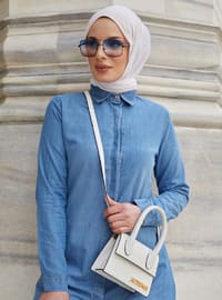 Blue - Point Collar - Tunic - Topless