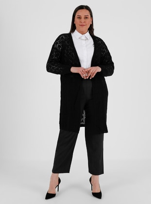Alia Black Plus Size Knit Cardigan