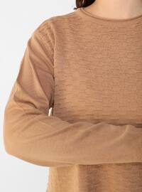 Latte - Crew neck - Plus Size Knit Tunics