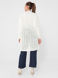 Plus Size Knitted Sweater Cardigan Ecru