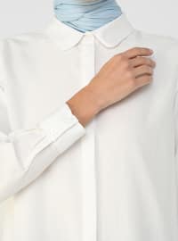 Ecru - Round Collar - Cotton - Tunic