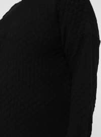 Black - Crew neck - Plus Size Knit Tunics