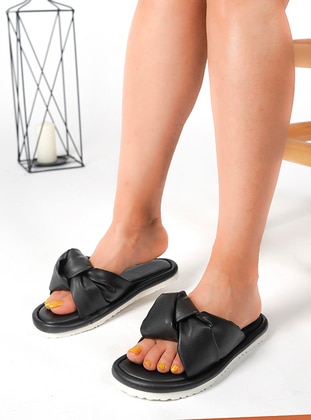 Black - Sandal - Slippers  - Aska Shoes