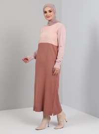 Dusty Rose - Unlined - Crew neck - Knit Dresses