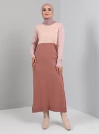 Dusty Rose - Unlined - Crew neck - Knit Dresses