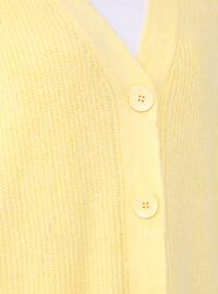 Yellow - V neck Collar - Acrylic - Triko - Cardigan